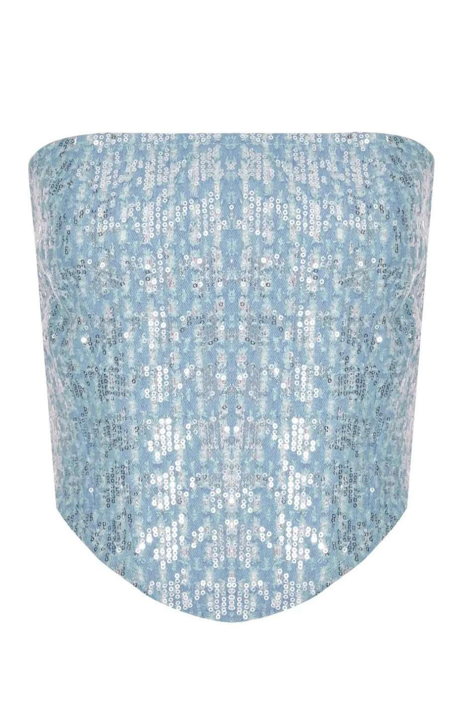 Quiz Blue Sequin Denim Bandeau Top Hot