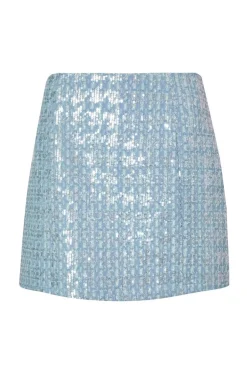 Quiz Blue Sequin Denim Mini Skirt Discount
