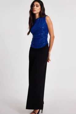 Quiz Sequin Vest Top Blue Outlet