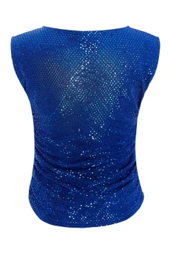 Quiz Sequin Vest Top Blue Outlet