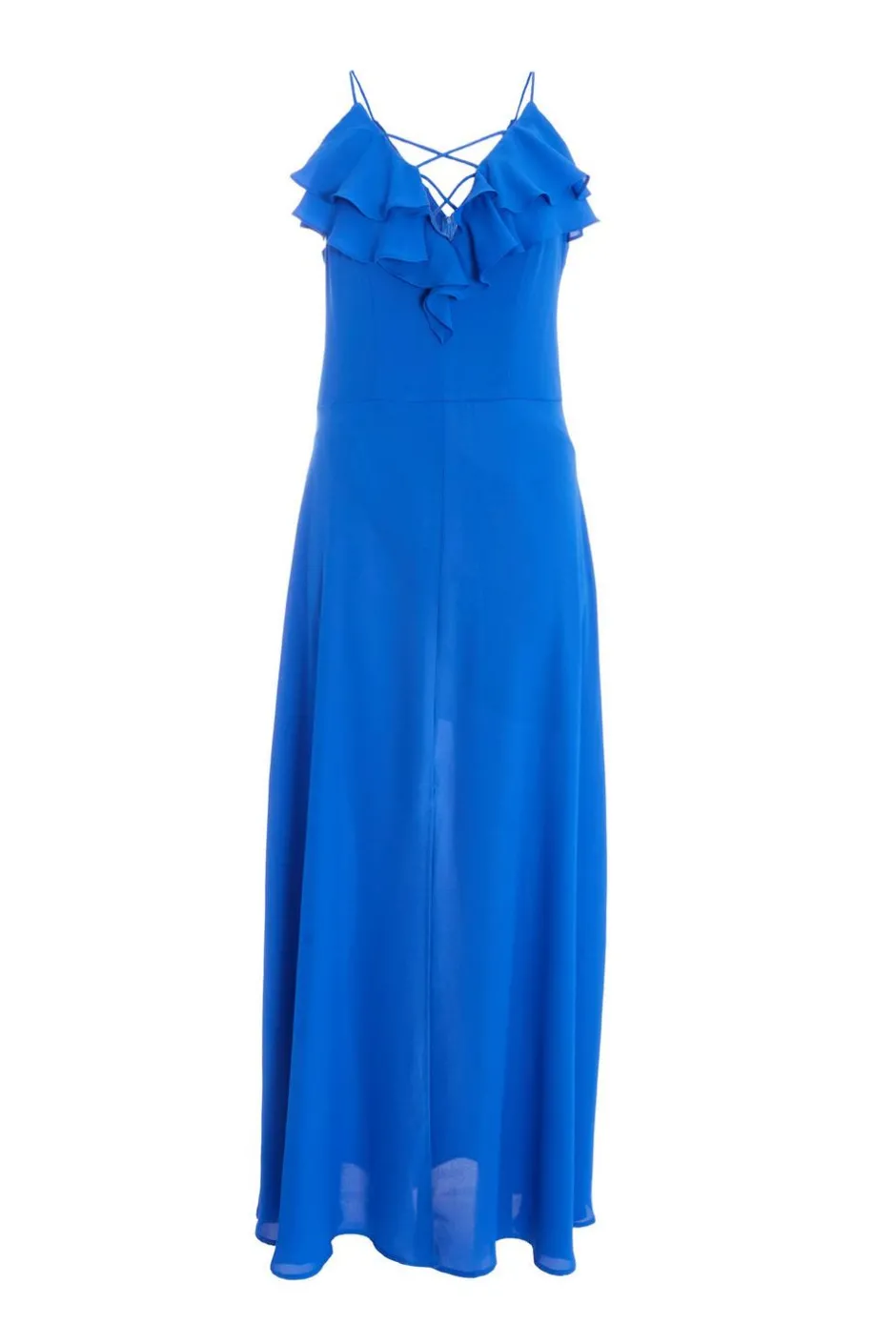Quiz Strappy Ruffle Chiffon Maxi Dress Blue Best