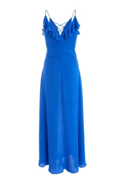 Quiz Strappy Ruffle Chiffon Maxi Dress Blue Best