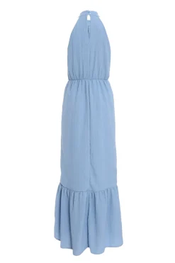 Quiz Blue Textured High Neck Maxi Dress