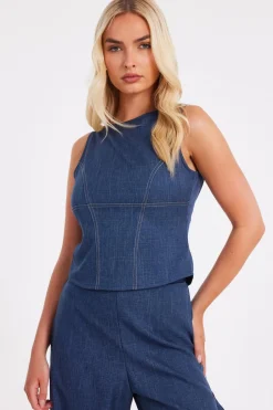 Quiz Tie Back Top Blue Online