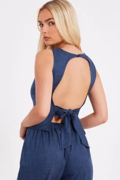 Quiz Tie Back Top Blue Online