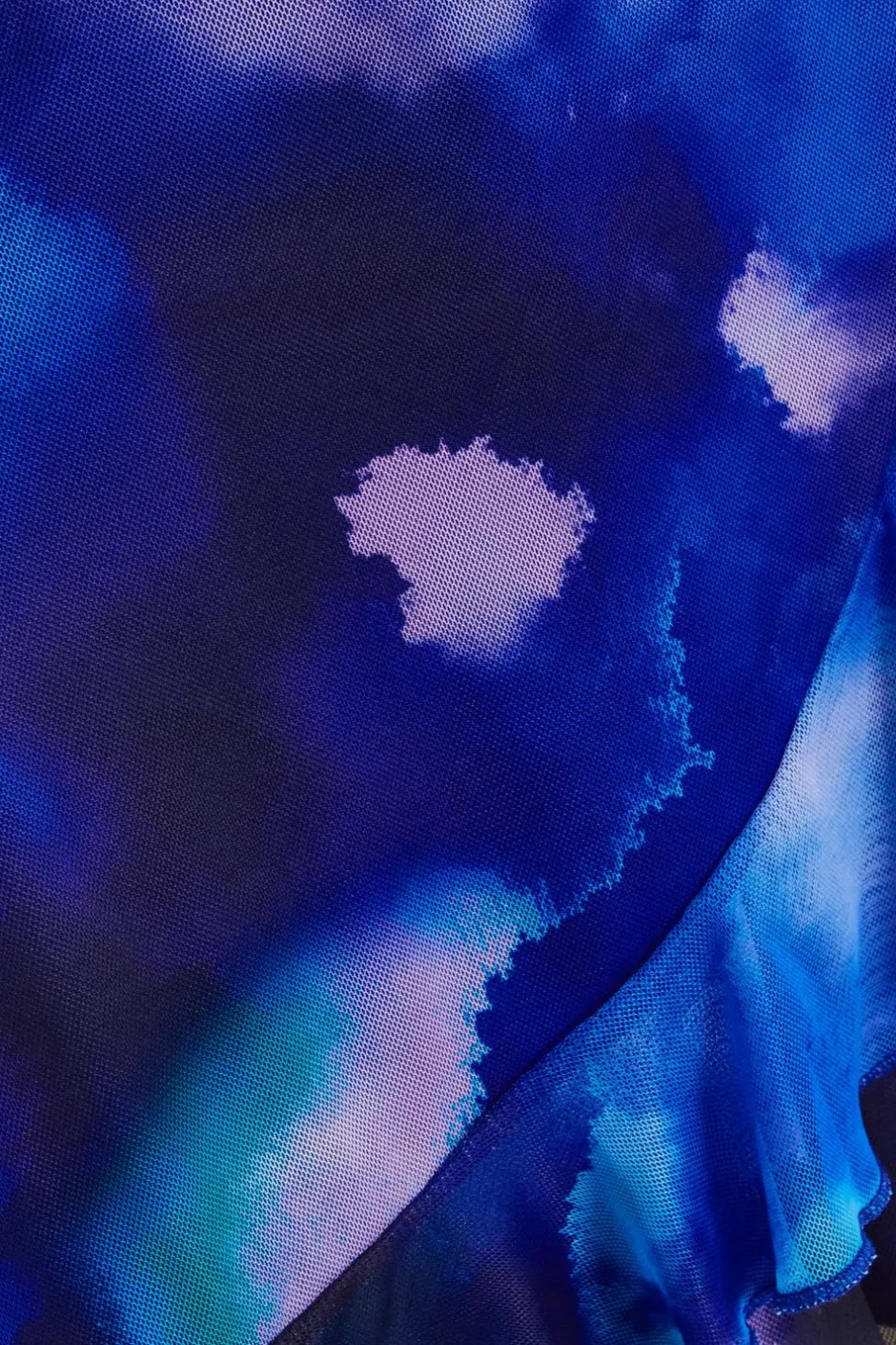 Quiz Blue Tie Dye Print Cowl Neck Mesh Playsuit Discount
