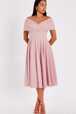Quiz Bardot Midi Dress Blush Best