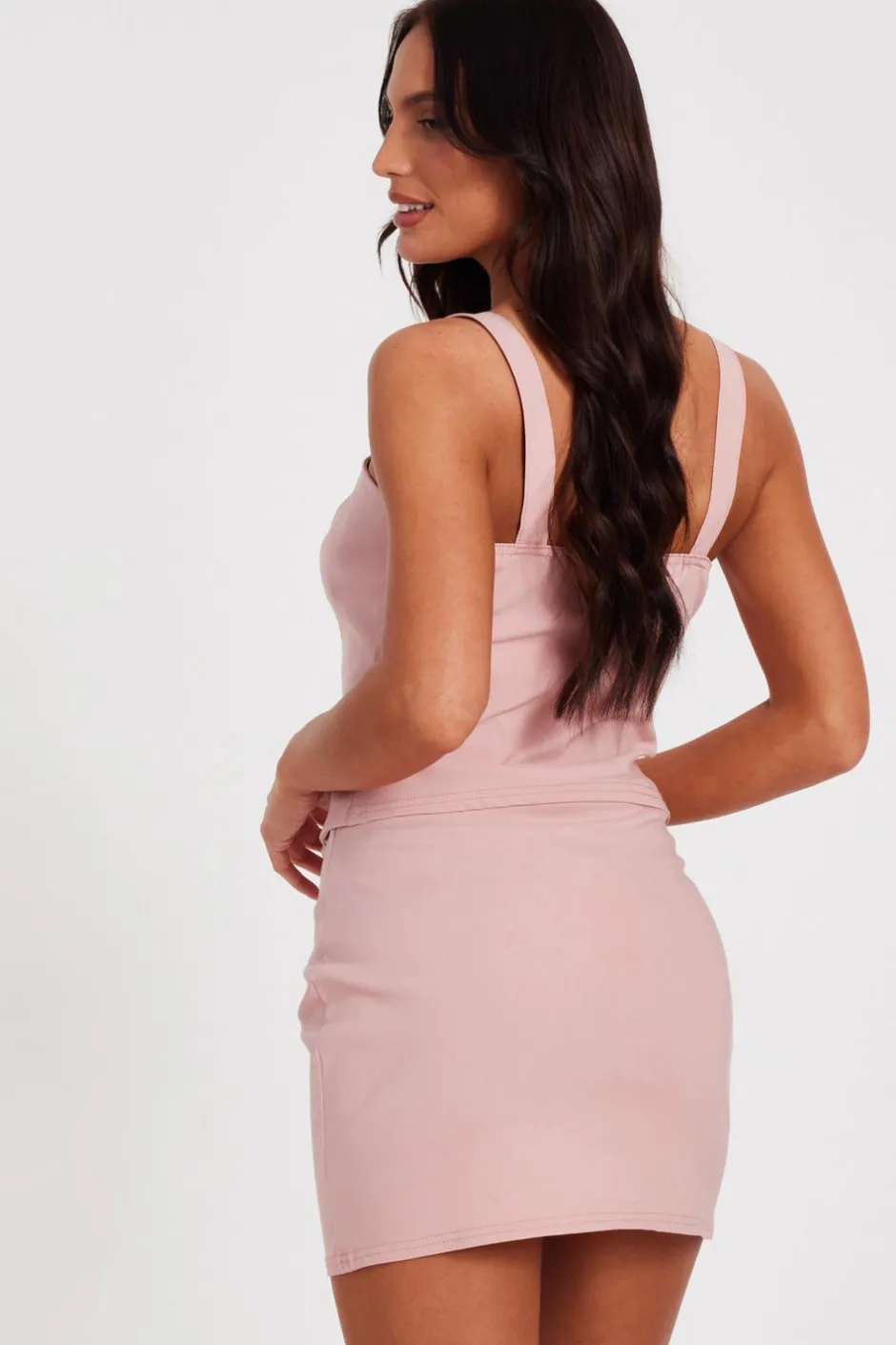 Quiz Blush Button Detail Corset Top Outlet