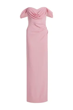 Quiz Chiffon Bardot Maxi Dress Blush