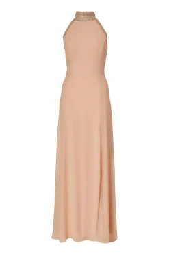 Quiz Embellished Chiffon Maxi Dress Blush Outlet