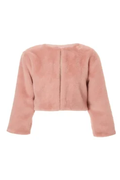 Quiz Faux Fur Cropped Cape Blush