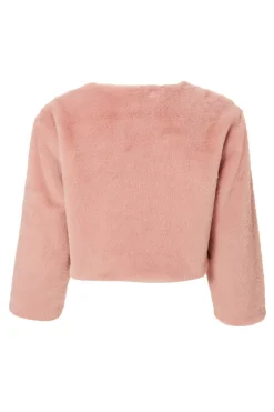 Quiz Faux Fur Cropped Cape Blush