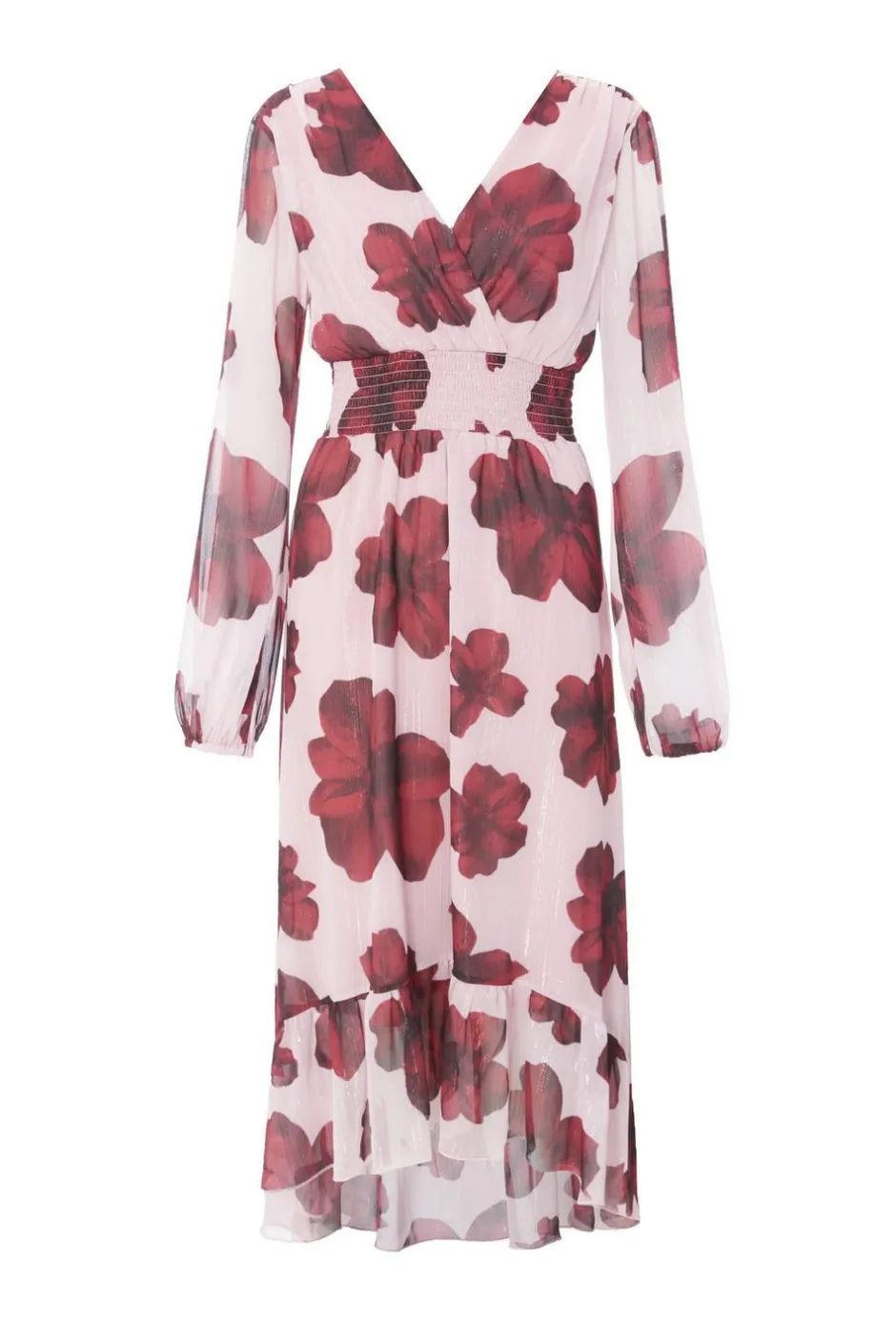 Quiz Blush Floral Dip Hem Midi Dress Best