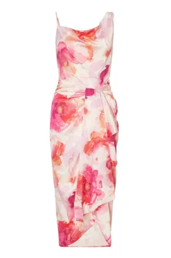 Quiz Blush Floral Print Midi Dress