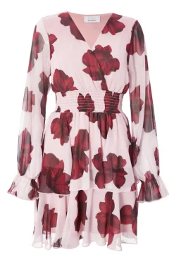 Quiz Blush Floral Tiered Skater Dress Sale