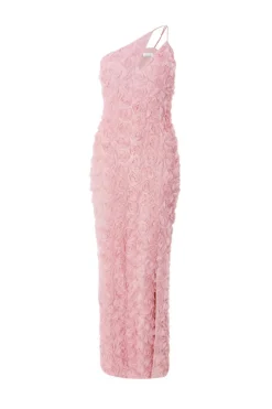 Quiz One Shoulder Floral Maxi Dress Blush Hot