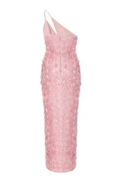 Quiz One Shoulder Floral Maxi Dress Blush Hot