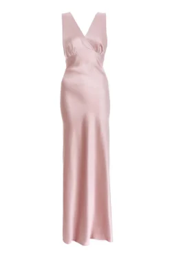 Quiz Blush Pink Satin Wrap Maxi Dress Outlet