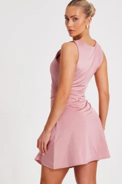 Quiz Blush Ruched A-Line Mini Dress Online