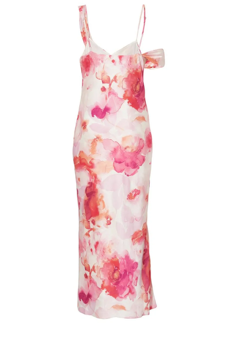 Quiz Blush Satin Tropical Print Midaxi Dres Hot