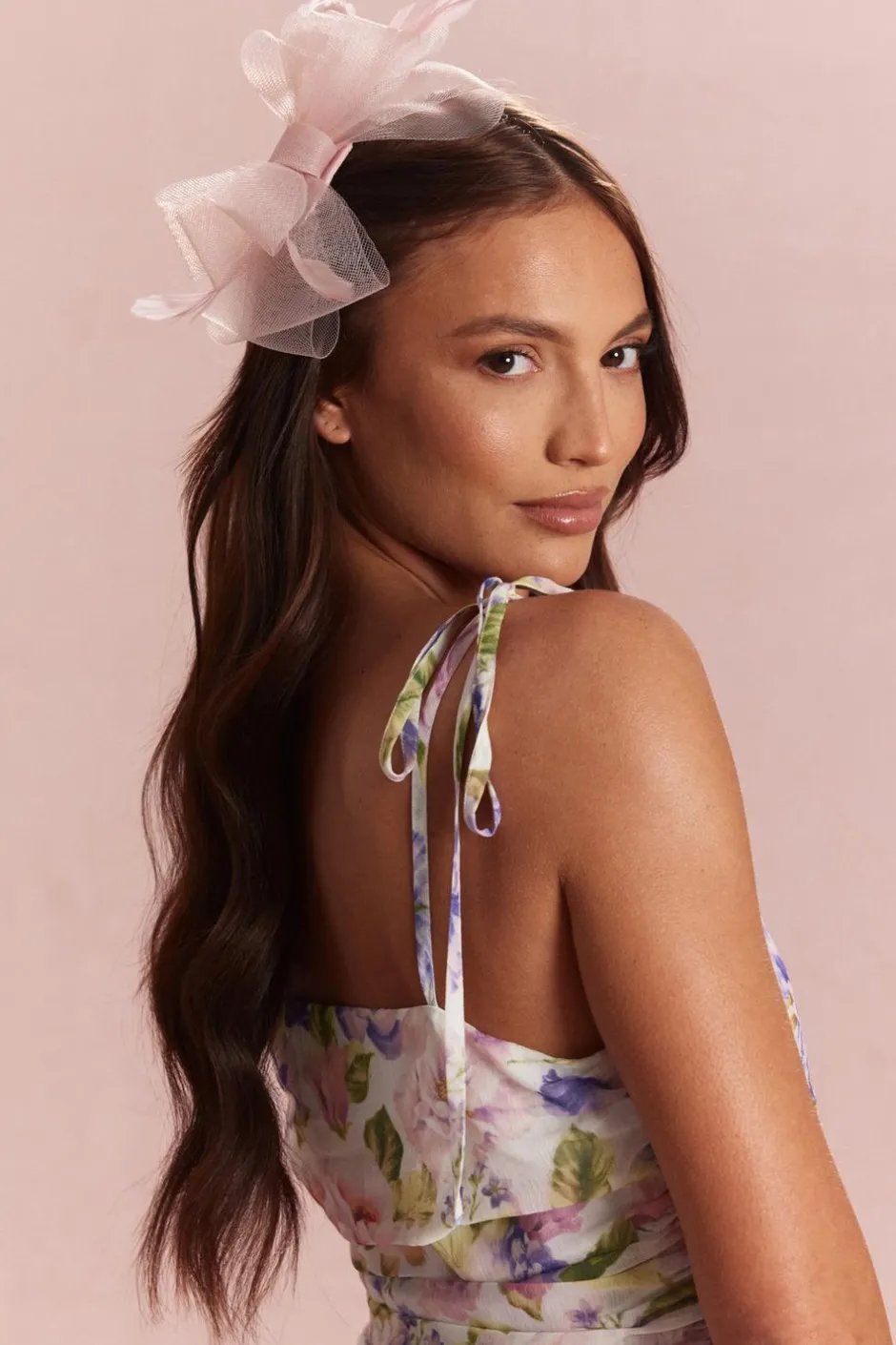 Quiz Small Bow Clip Fascinator Blush Discount