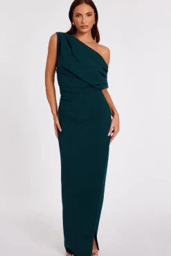 Quiz Bottle Green Asymmetric Maxi Dress New