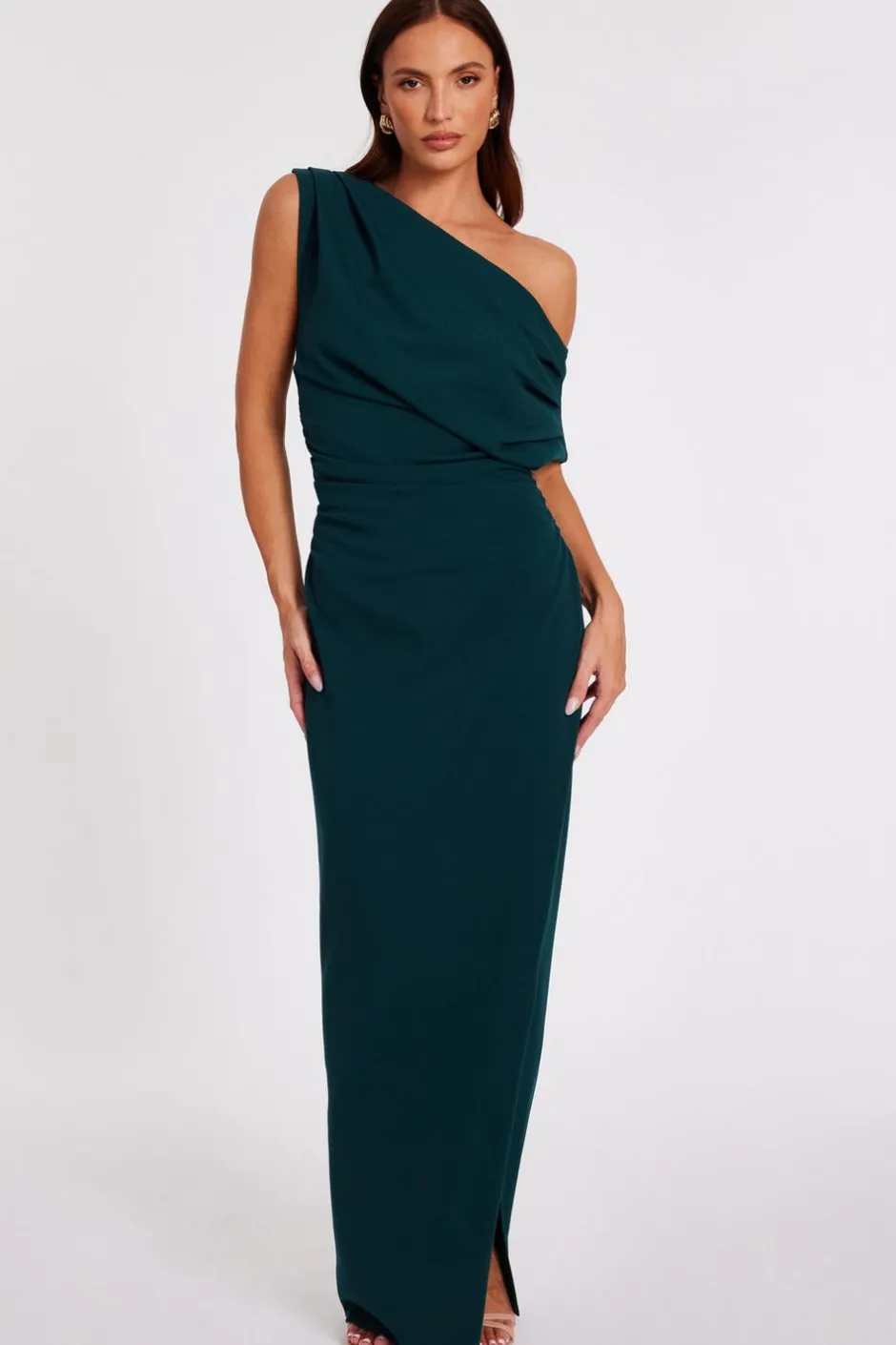 Quiz Bottle Green Asymmetric Maxi Dress New