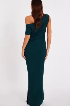 Quiz Bottle Green Asymmetric Maxi Dress New