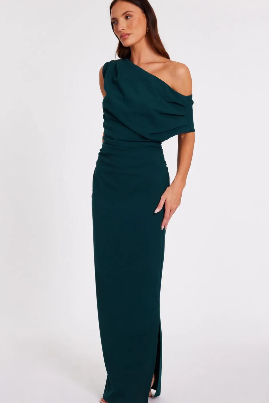Quiz Bottle Green Asymmetric Maxi Dress New