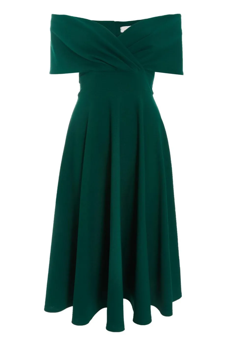 Quiz Bardot Skater Midi Dress Bottle Green Best