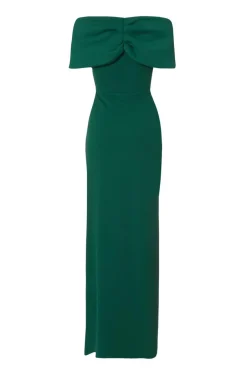 Quiz Bardot Wrap Maxi Dress Bottle Green Clearance
