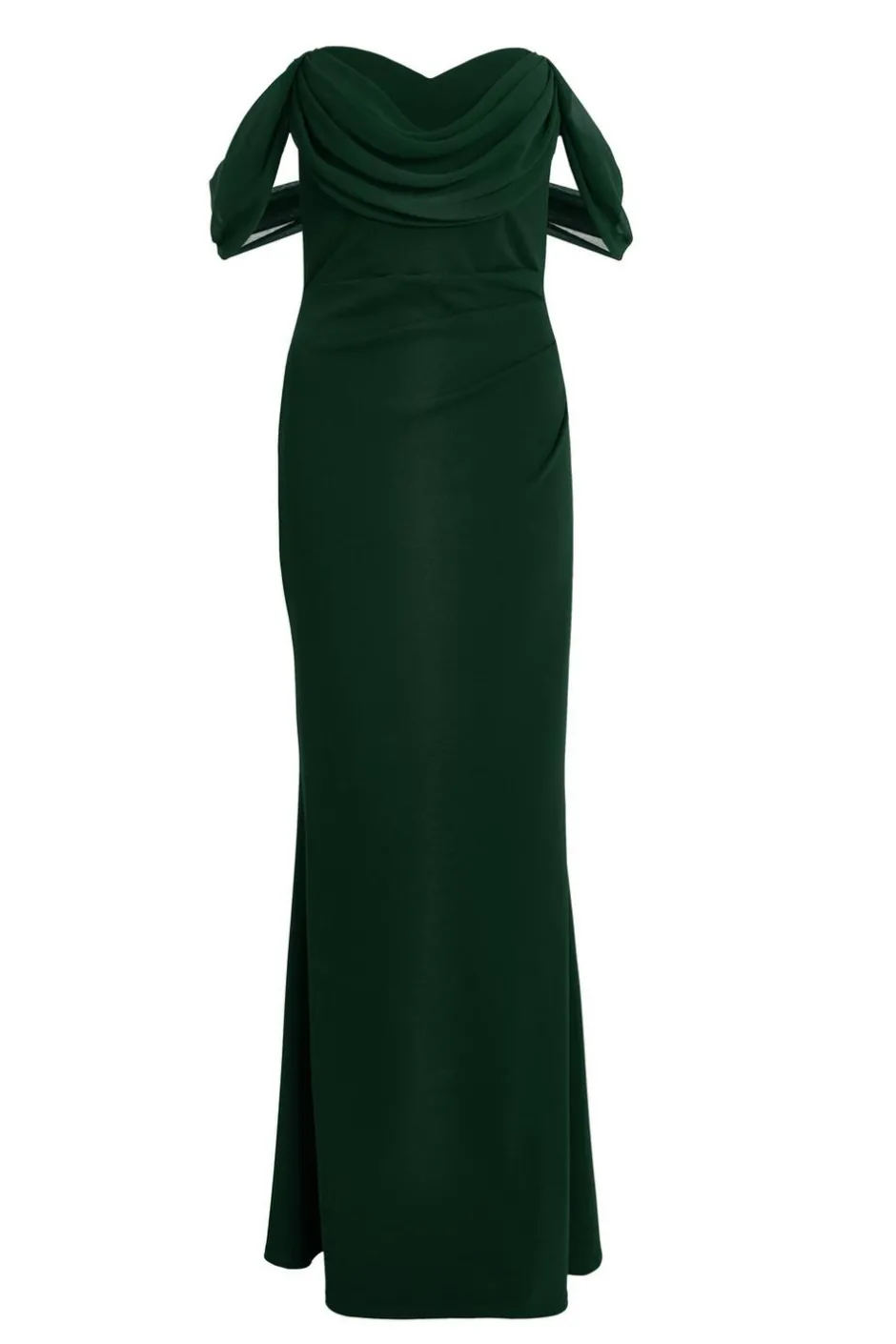 Quiz Chiffon Bardot Maxi Dress Bottle Green Outlet
