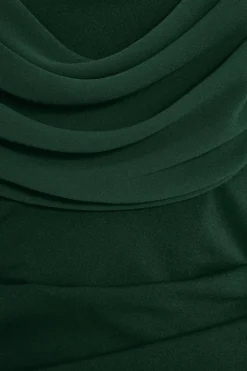 Quiz Chiffon Bardot Maxi Dress Bottle Green Outlet