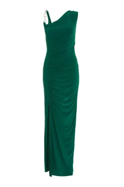 Quiz Bottle Green Diamante Trim Maxi Dress Best