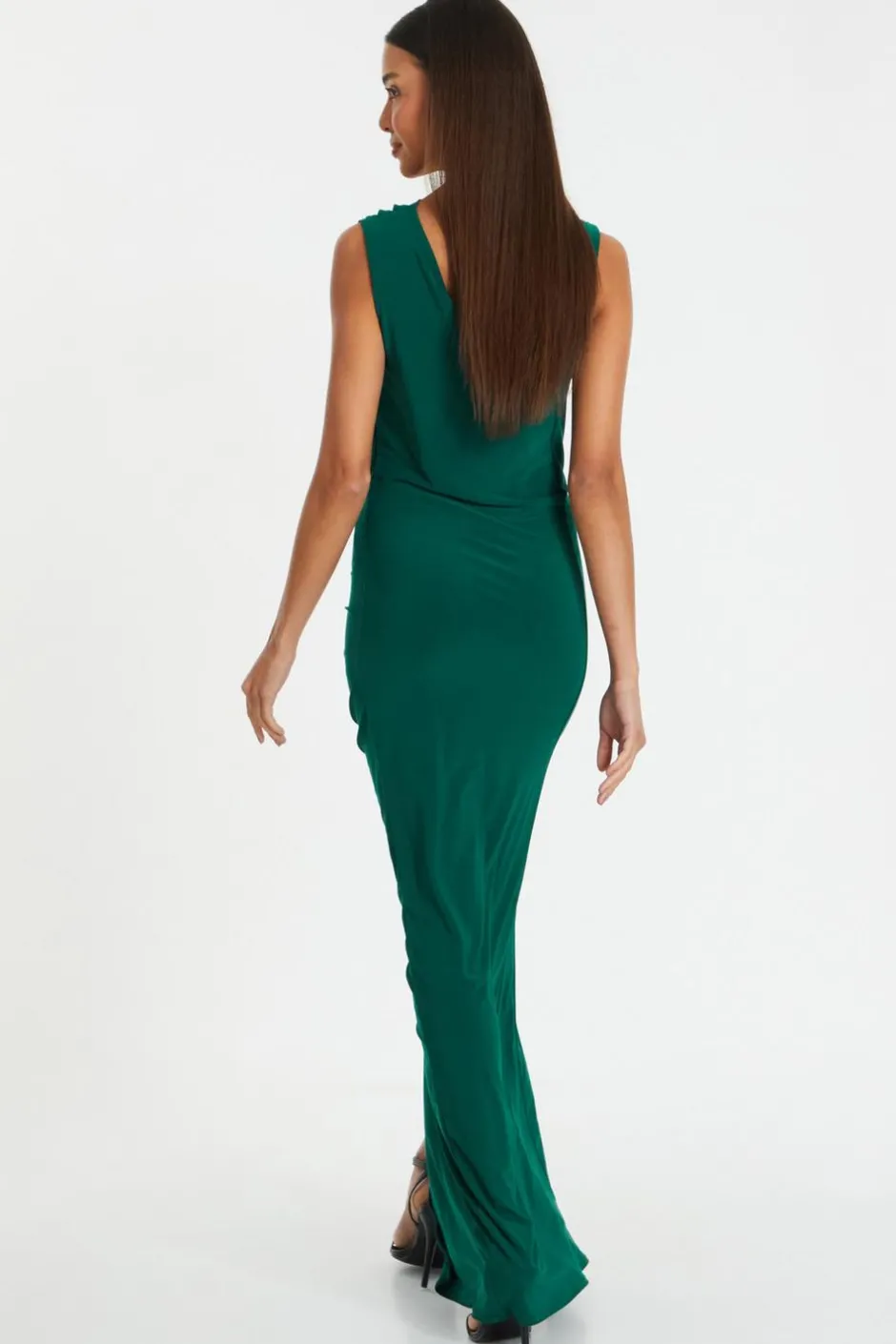 Quiz Bottle Green Diamante Trim Maxi Dress Best