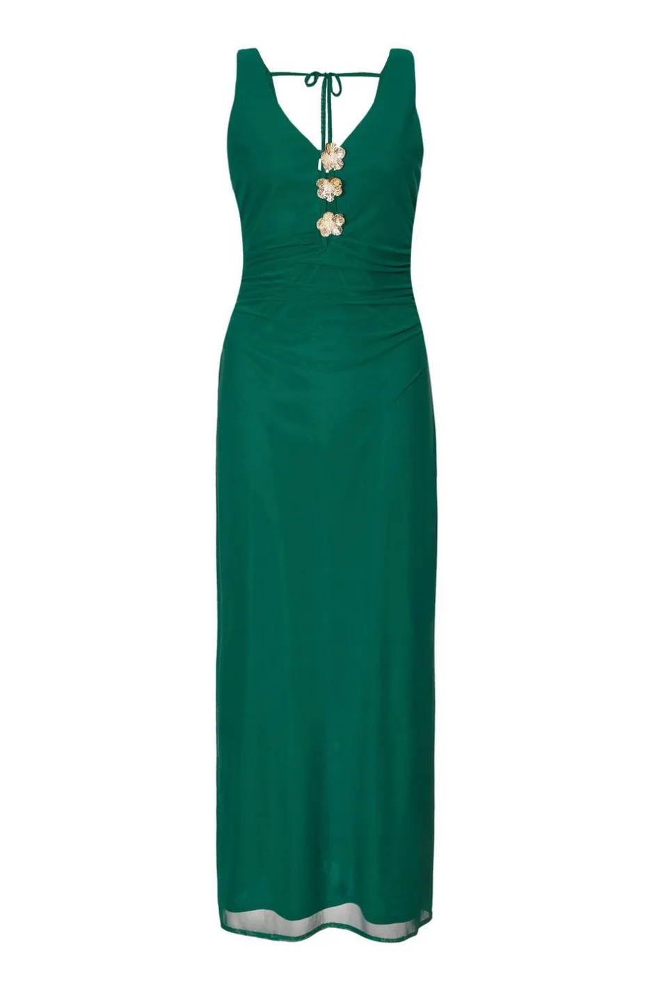 Quiz Bottle Green Flower Detail Midaxi Dress Sale
