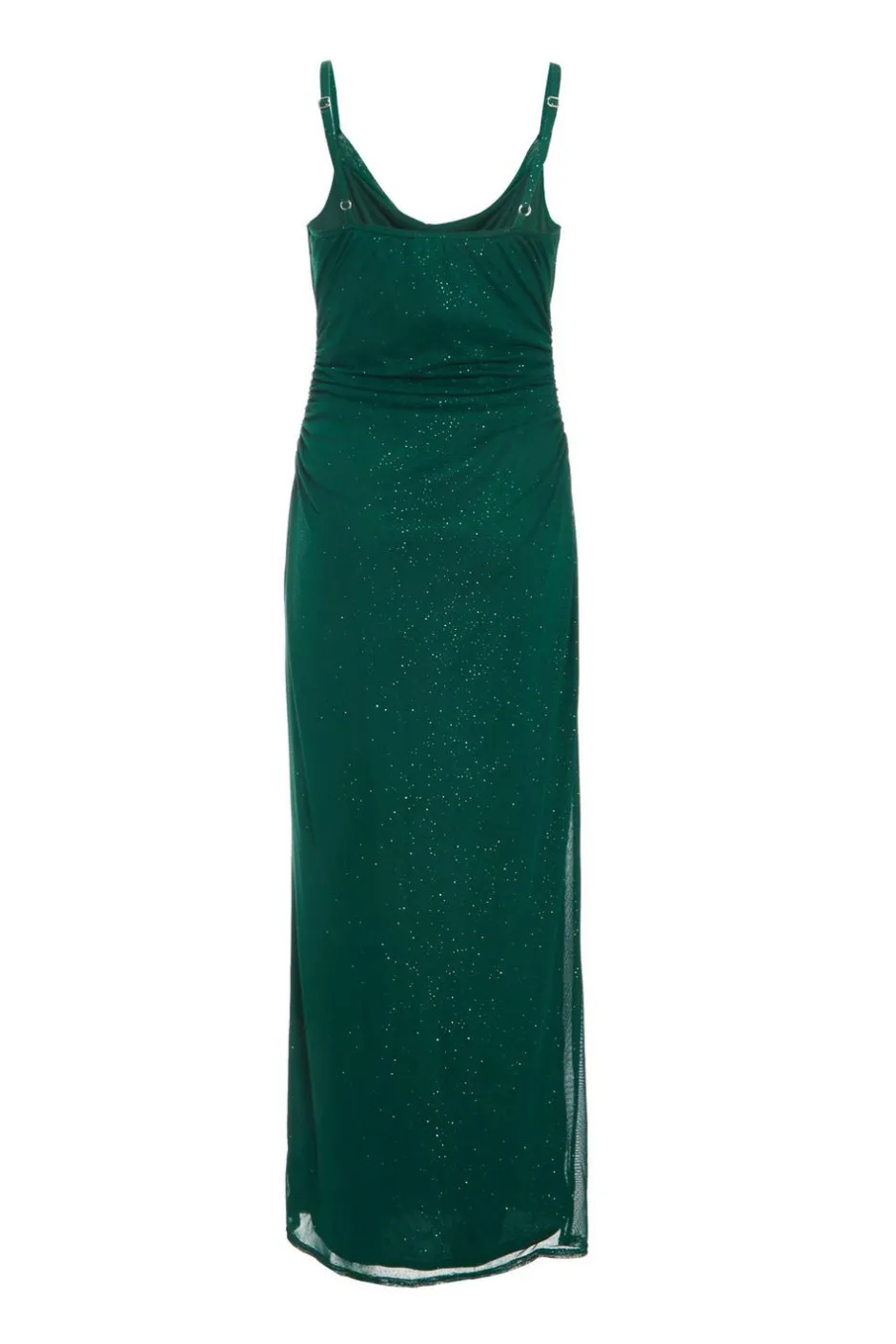 Quiz Glitter Mesh Midaxi Dress Bottle Green Clearance