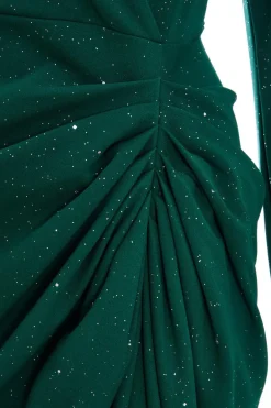 Quiz Bottle Green Glitter Midi Dress Outlet
