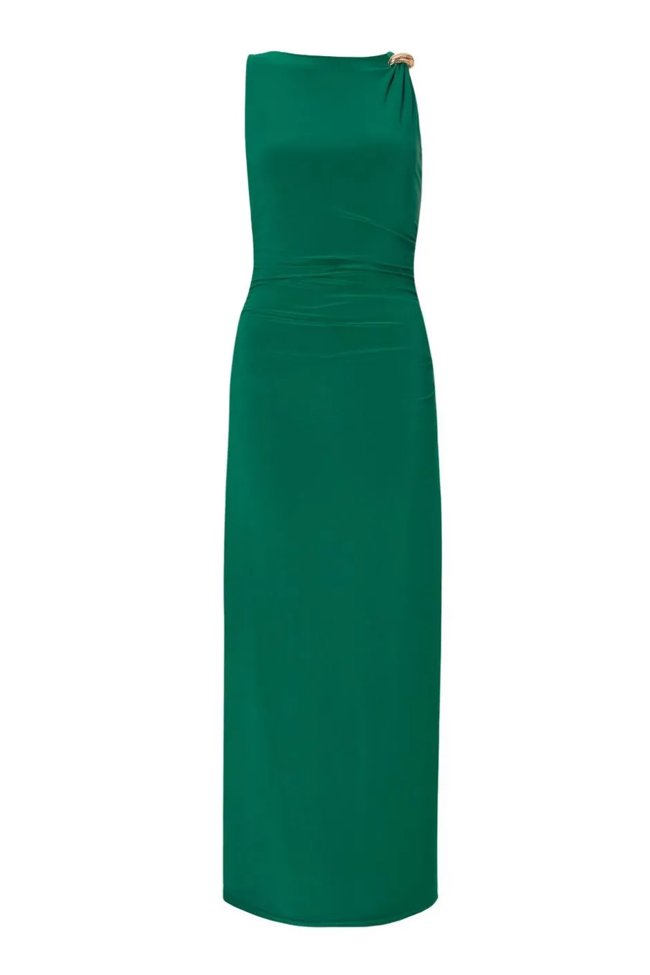 Quiz Gold Buckle Midaxi Dress Bottle Green Outlet