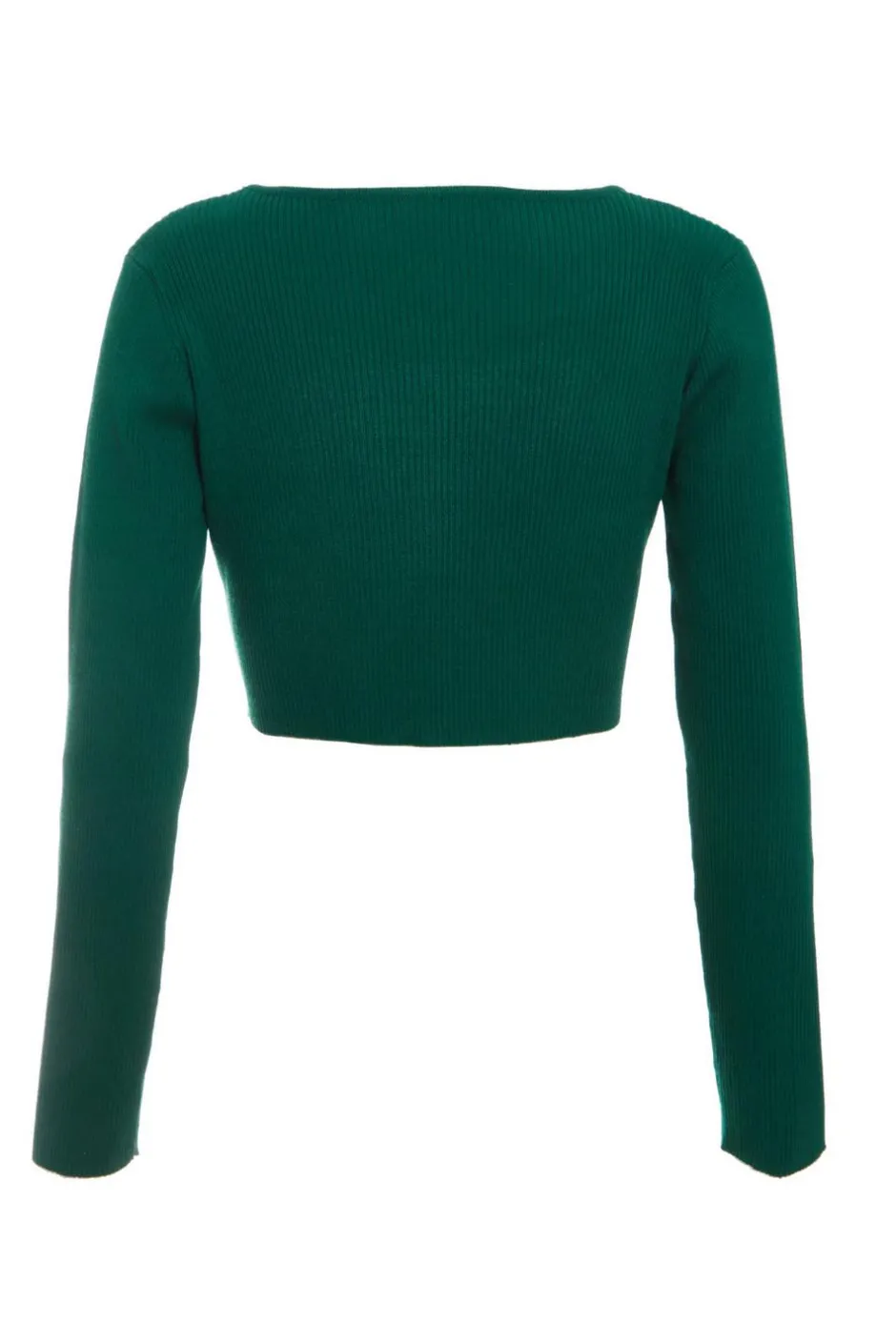 Quiz Knit Diamante Crop Top Bottle Green Online