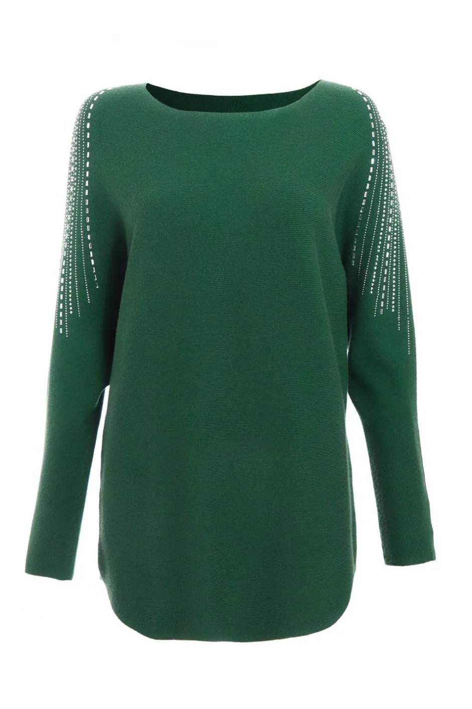 Quiz Knitted Diamante Jumper Bottle Green Clearance