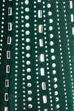 Quiz Knitted Diamante Jumper Bottle Green Clearance