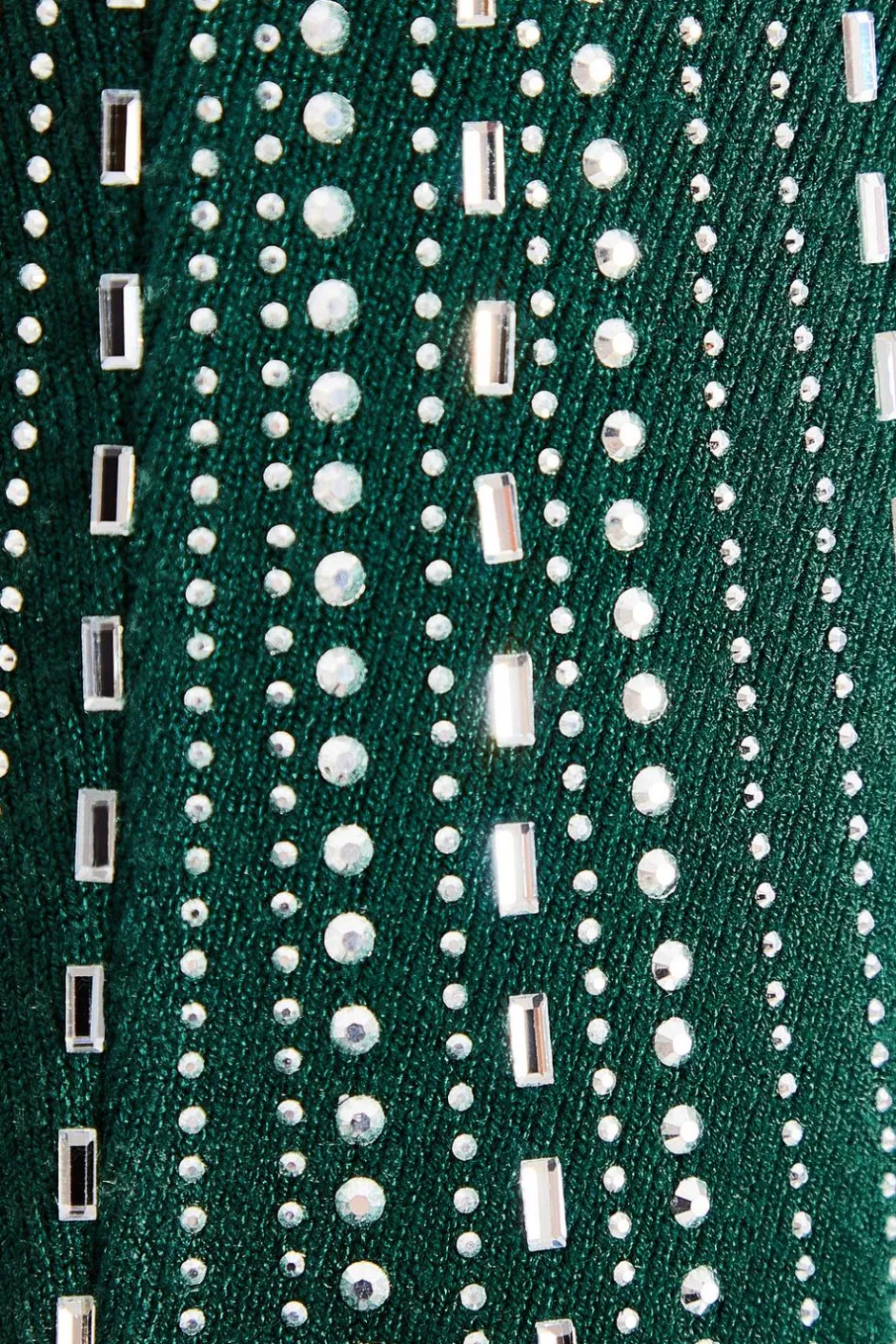 Quiz Knitted Diamante Jumper Bottle Green Clearance