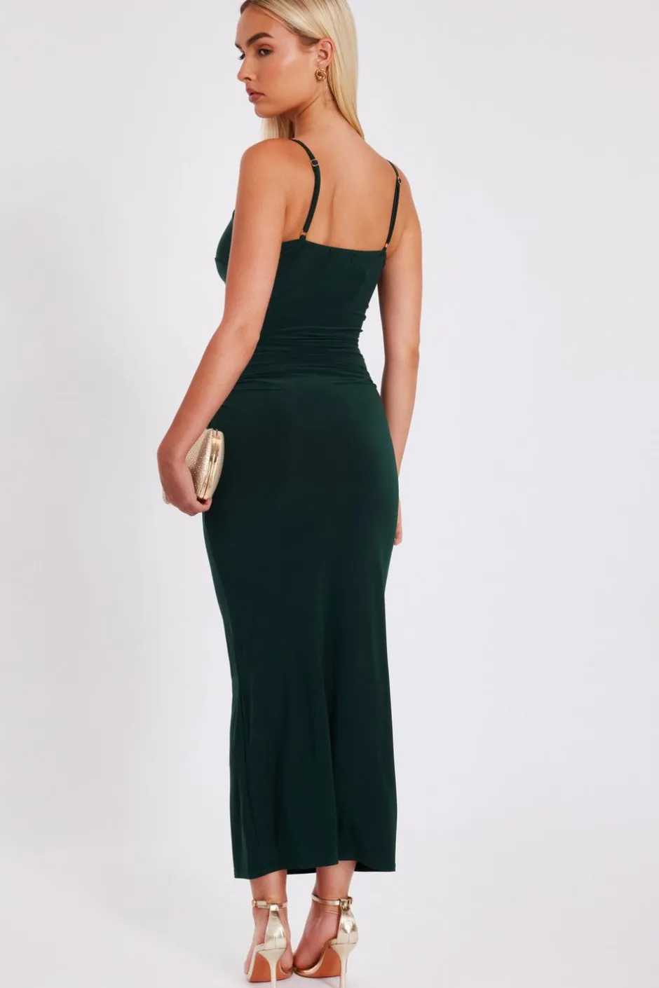 Quiz Knot Detail Midaxi Dress Bottle Green Discount