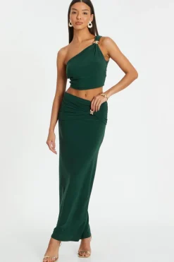 Quiz Maxi Skirt Bottle Green Sale