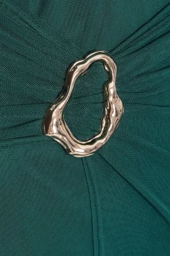 Quiz Mesh Buckle Midaxi Dress Bottle Green