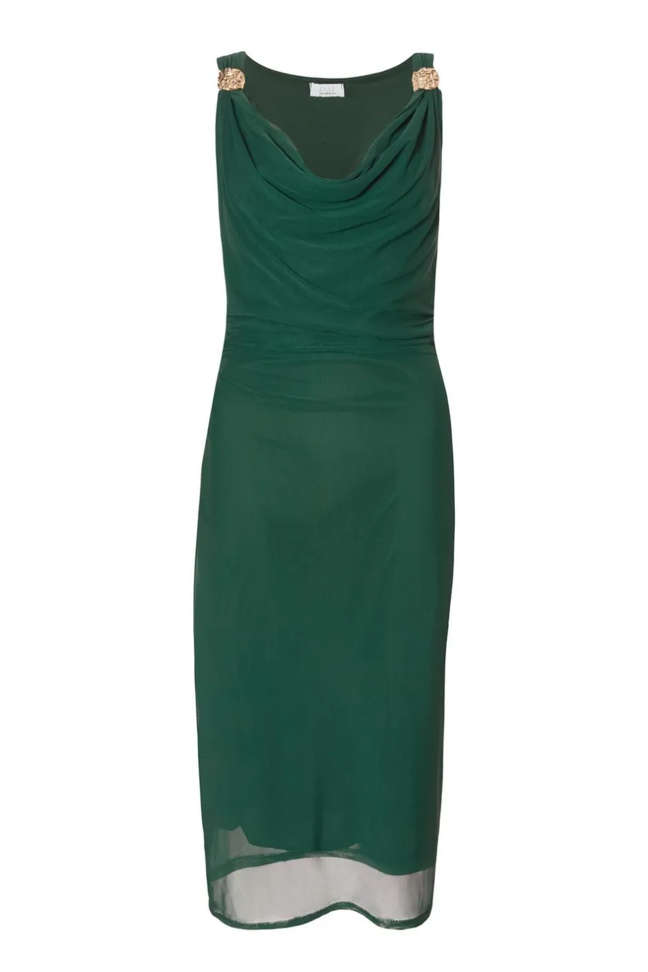 Quiz Mesh Buckle Detail Midi Dress Bottle Green Outlet