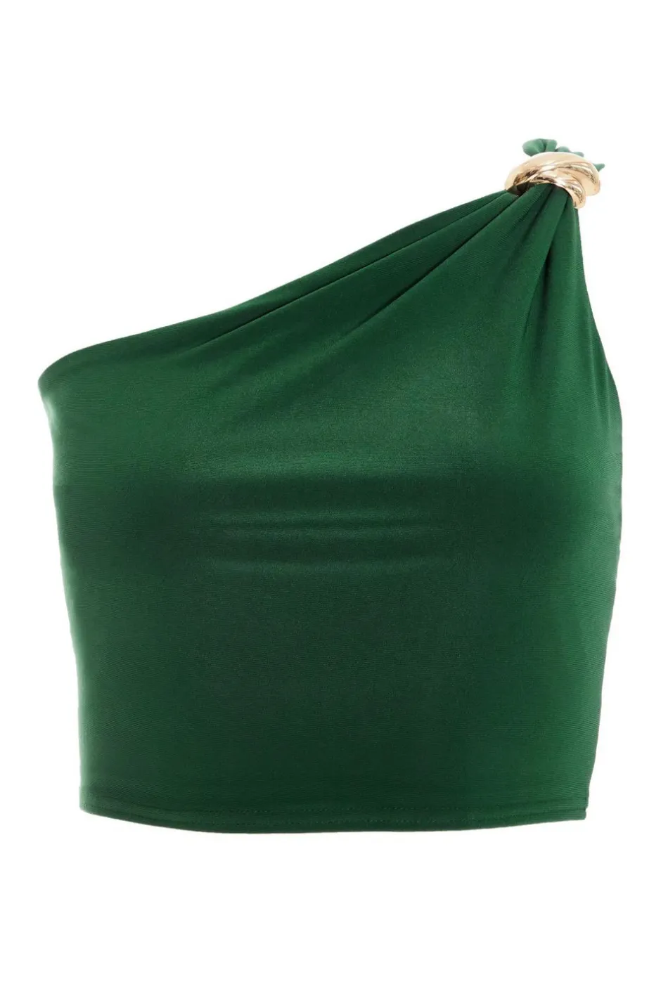 Quiz Bottle One Shoulder Crop Top Green Discount