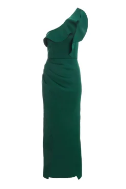 Quiz Bottle Green One Shoulder Maxi Dress Outlet