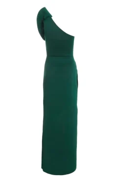 Quiz Bottle Green One Shoulder Maxi Dress Outlet